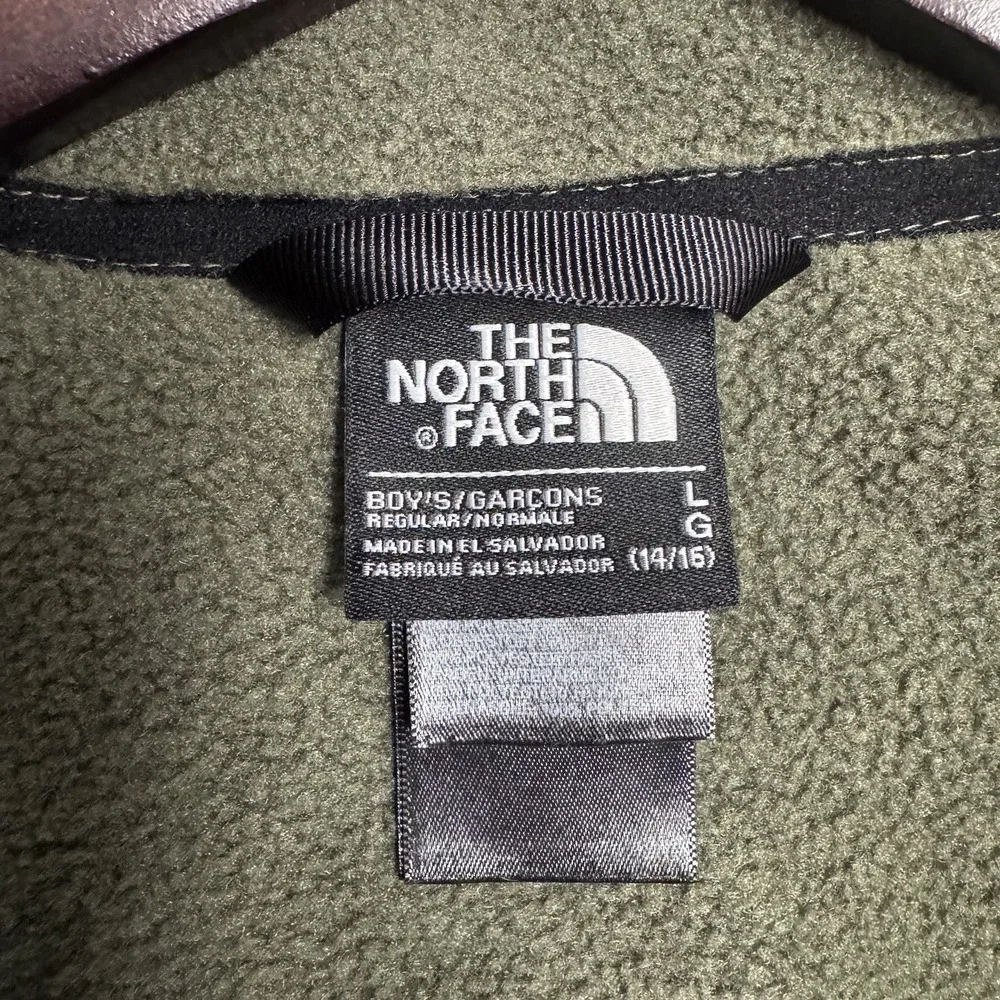 The North Face Boys Denali Fleece Jacket - Green Camo / Olive - Size Large 14/16